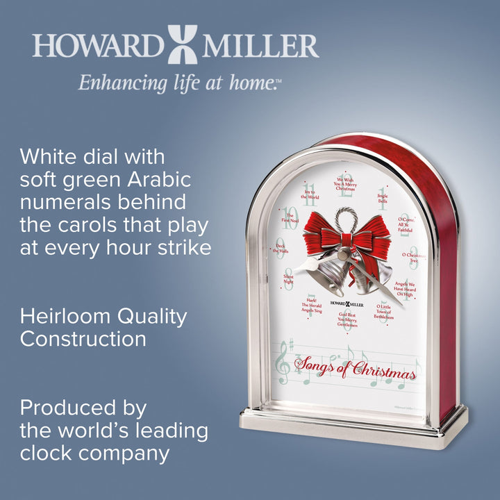 Howard Miller Songs Of Christmas Desk Clock Red 20cm 645820 3