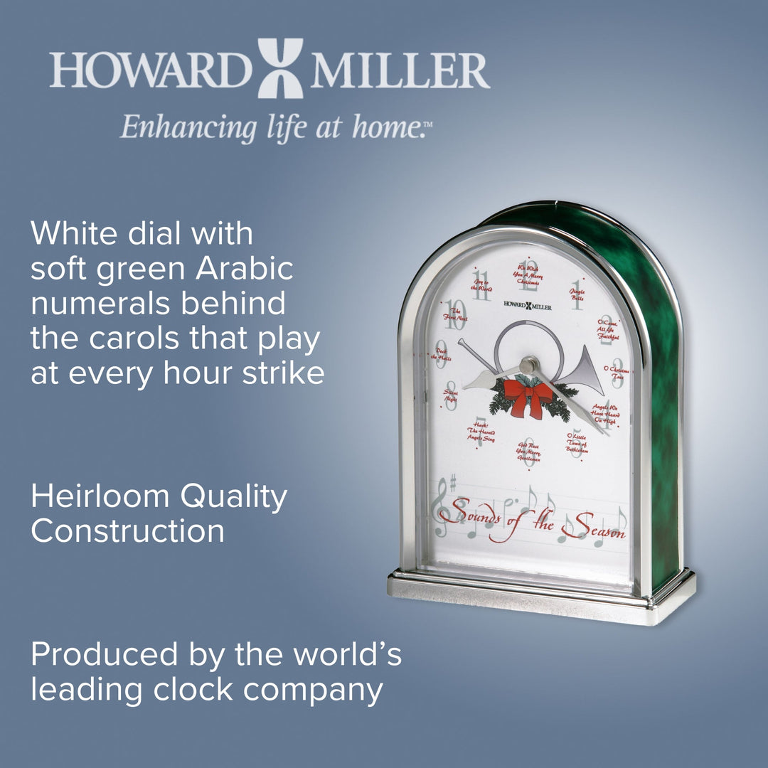 Howard Miller Sounds Of Season Desk Clock Green Silver 20cm 645687 2