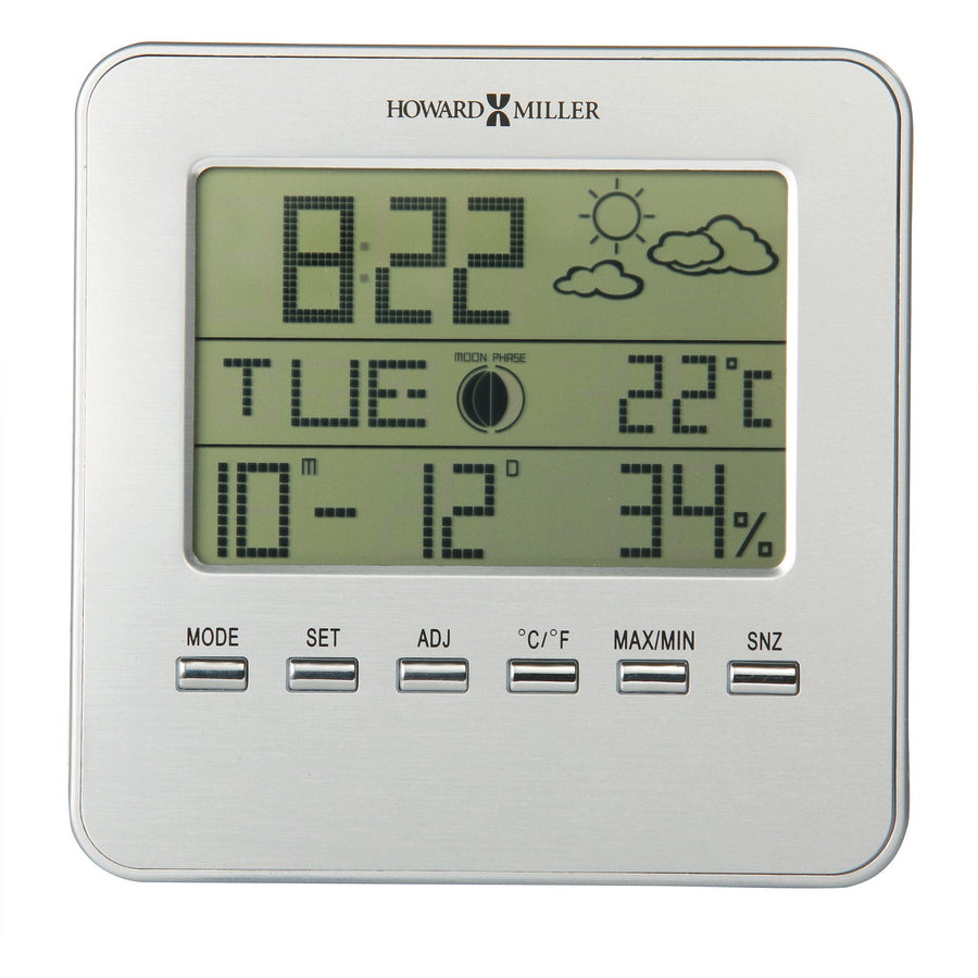 Howard Miller Weather View Digital Alarm Clock Silver 13cm 645693 1