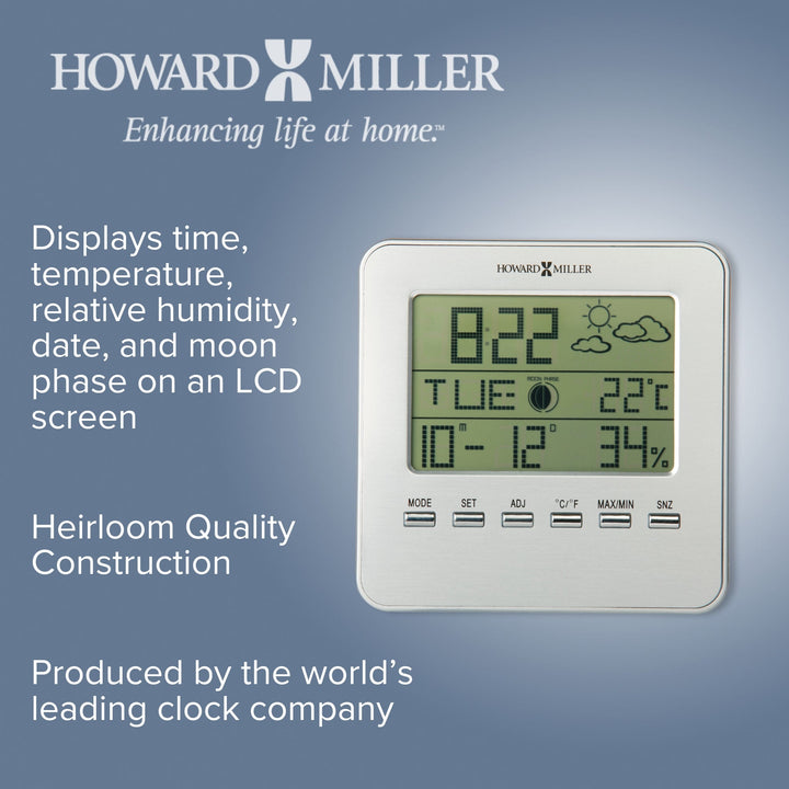 Howard Miller Weather View Digital Alarm Clock Silver 13cm 645693 3