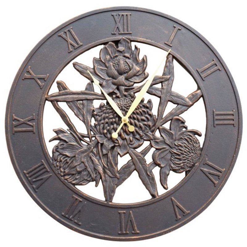 Waratah Flower Cast Aluminium Outdoor Wall Clock 58cm ICRL-R39 1