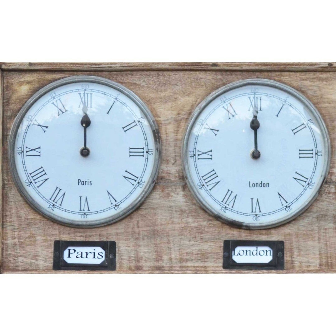 Industrial Timber World Wall Clock 76cm M7185 Angle2