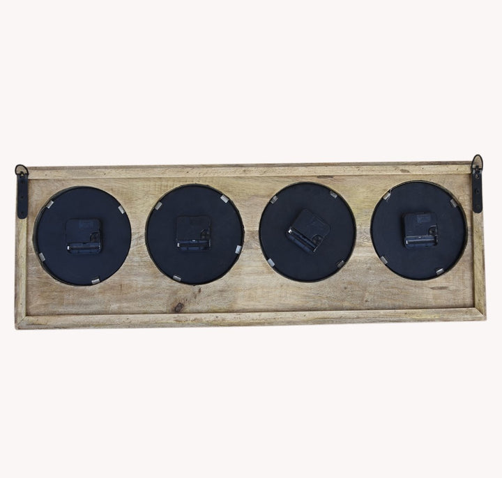 Industrial Timber World Wall Clock 76cm M7185 Back