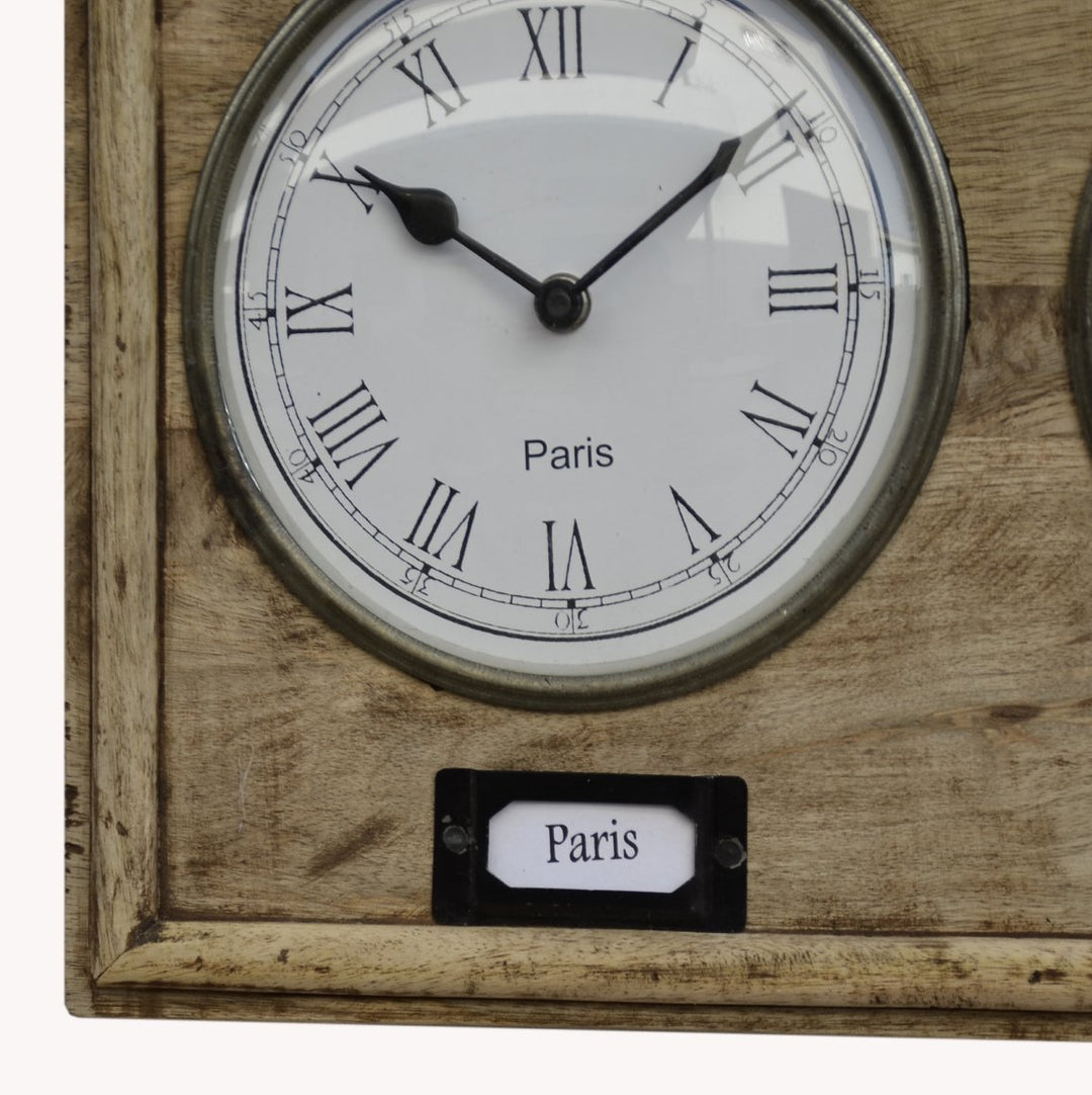 Industrial Timber World Wall Clock 76cm M7185 Bottom