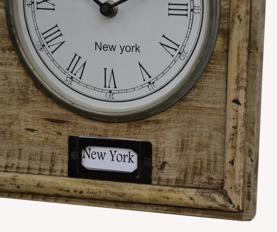 Industrial Timber World Wall Clock 76cm M7185 Bottom1