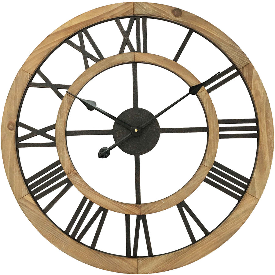 Industro Hamptons Double Wooden Frame Floating Roman Wall Clock 60cm 11747CLK 1