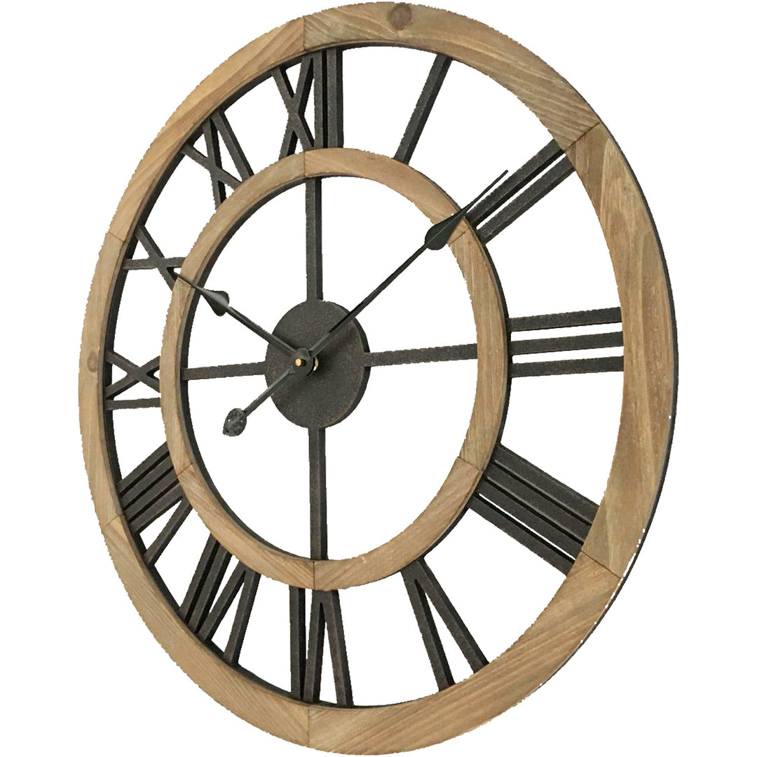 Industro Hamptons Double Wooden Frame Floating Roman Wall Clock 60cm 11747CLK 2