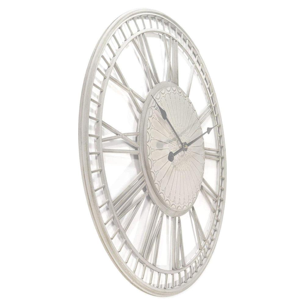 Ivory and Deene Tuscany Wrought Iron Metal Distressed Cream Wall Clock 70cm ID1015 7