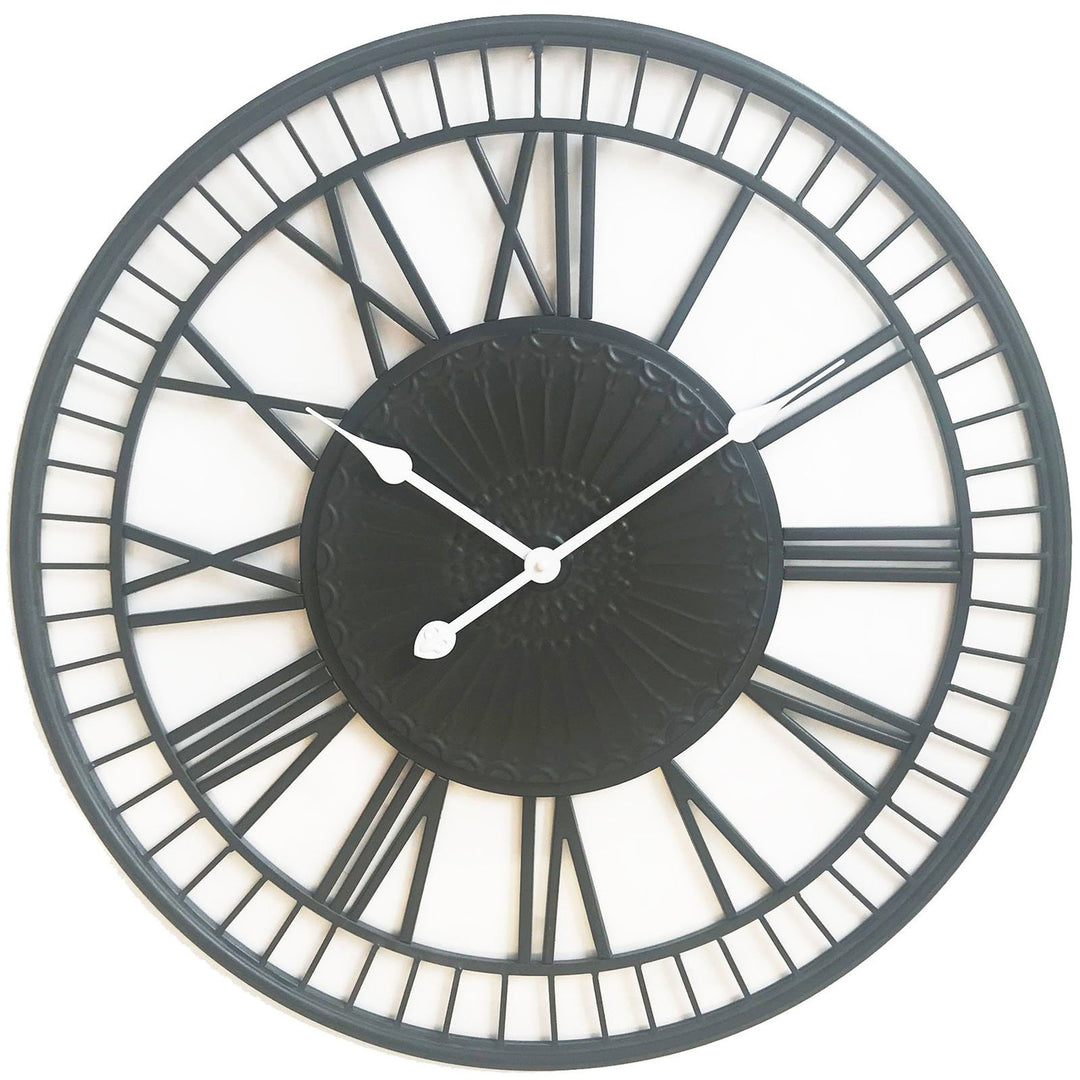 Ivory and Deene Tuscany Wrought Iron Metal Wall Clock Charcoal Grey 70cm ID1006 3