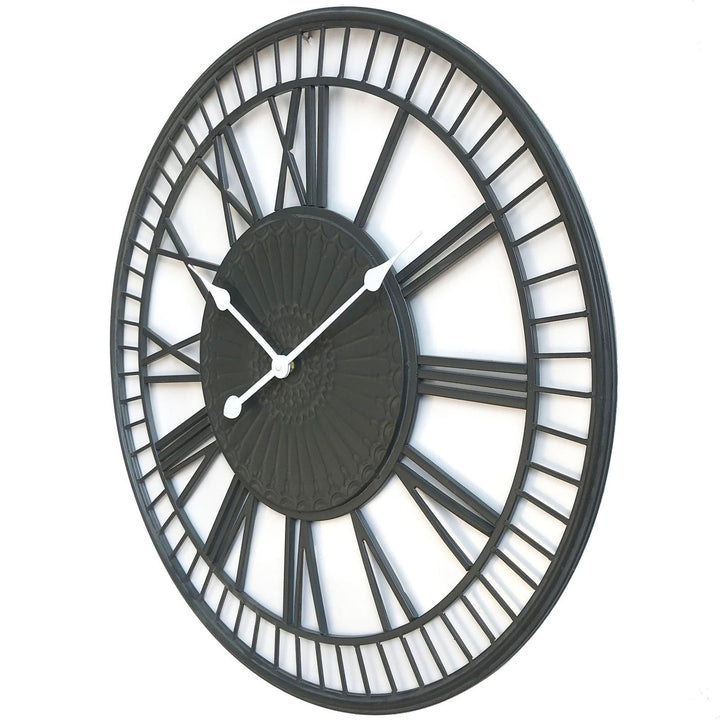 Ivory and Deene Tuscany Wrought Iron Metal Wall Clock Charcoal Grey 70cm ID1006 4