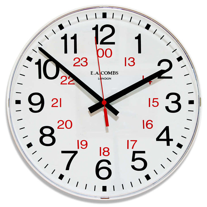Jadco 24 Hour Analogue Convex Lens Wall Clock White 30cm 6201 1