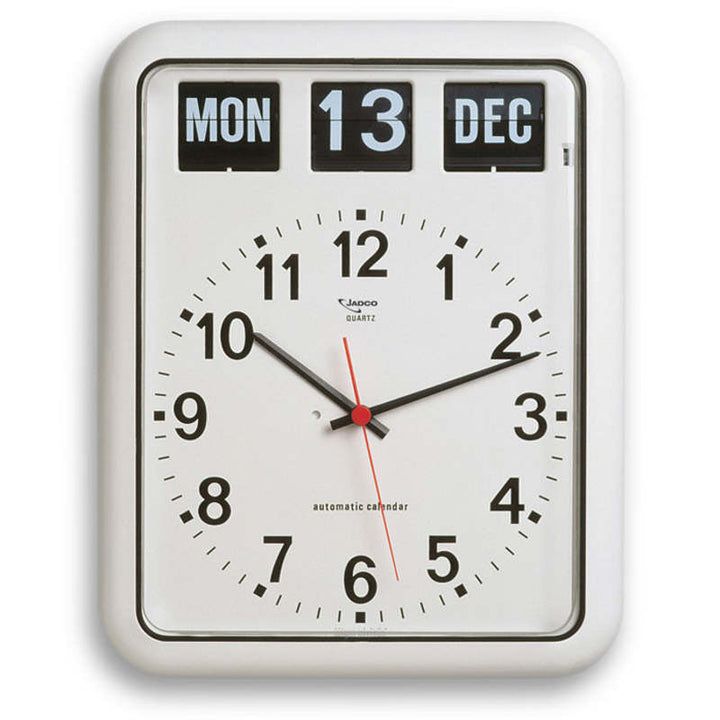 Jadco Analogue Flip Calendar Wall Clock White 38cm BQ12 1