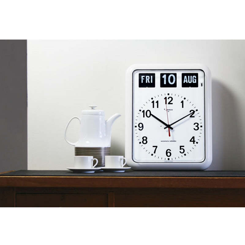 Jadco Analogue Flip Calendar Wall Clock White 38cm BQ12 3