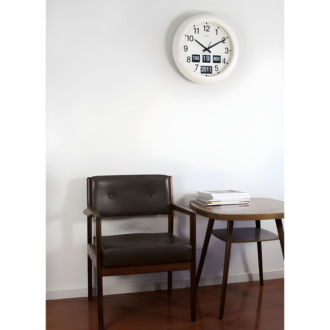 Jadco Analogue With Flip Day Month and Year Wall Clock White 48cm BQ368 2