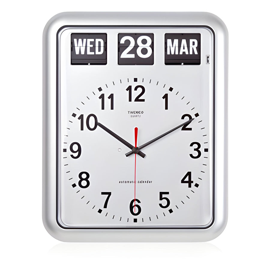 Jadco Analogue with Flip Calendar Wall Clock Silver 38cm BQ12-Silver 1