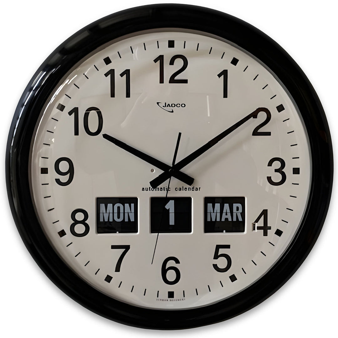 Jadco Analogue with Flip Day and Month Wall Clock Black 41cm BQ268-Black 1