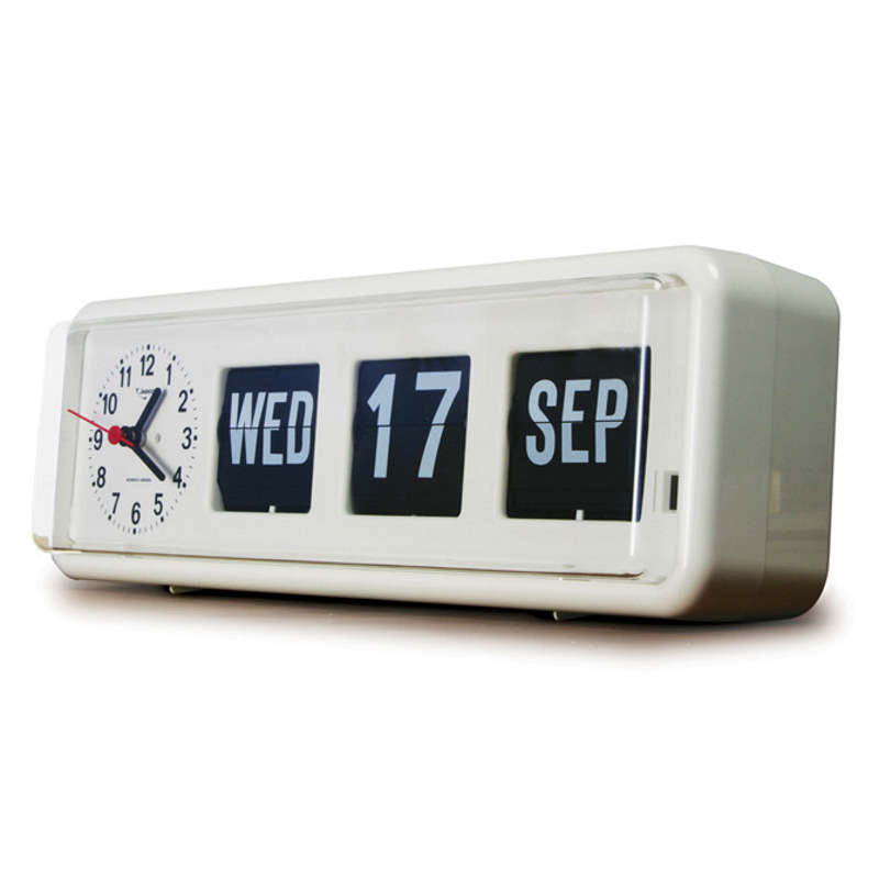 Jadco Automatic Flip Calendar Desk Clock White 33cm BQ38 3