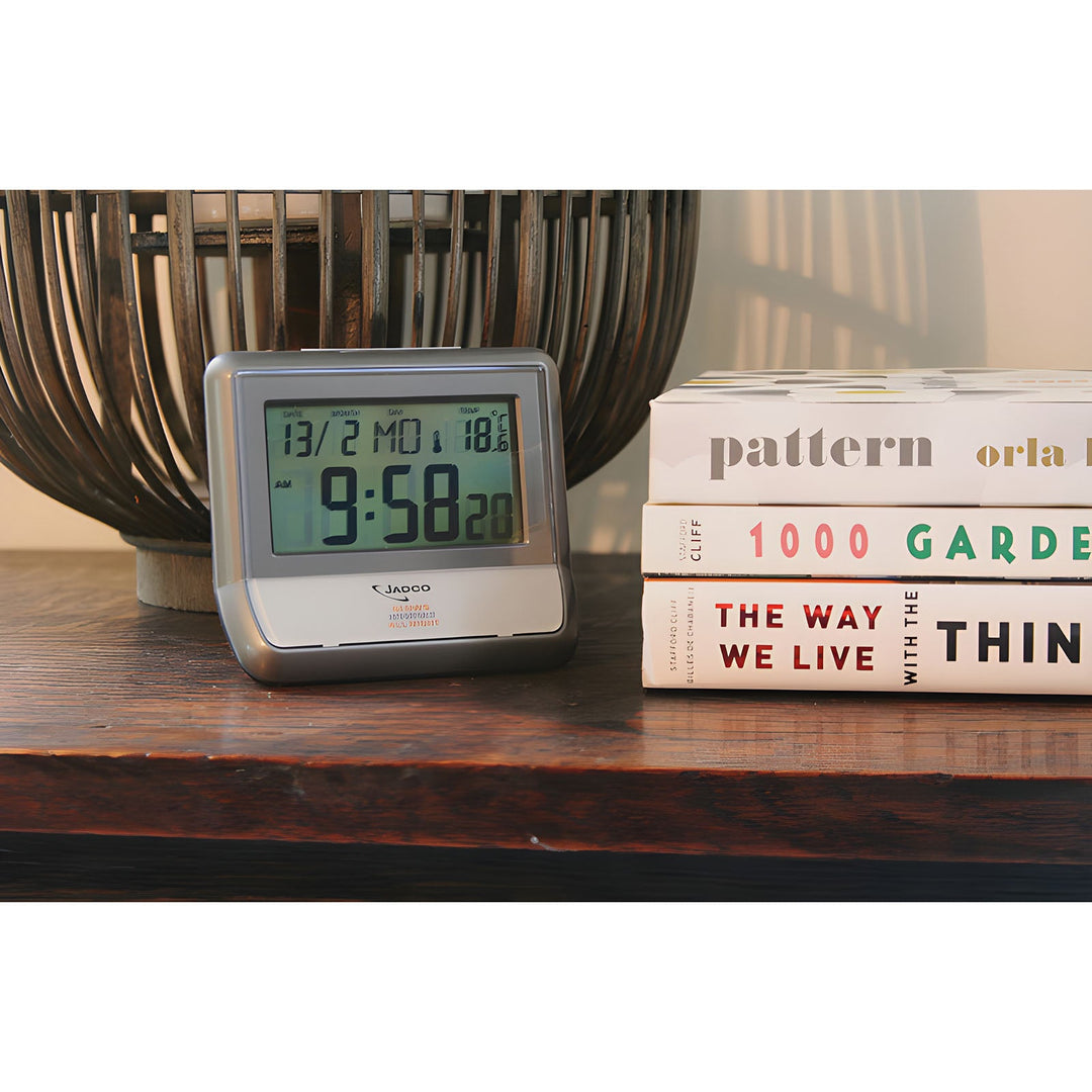 Jadco Bedside Calendar With Night Light Alarm Clock Grey 10cm LS803 3