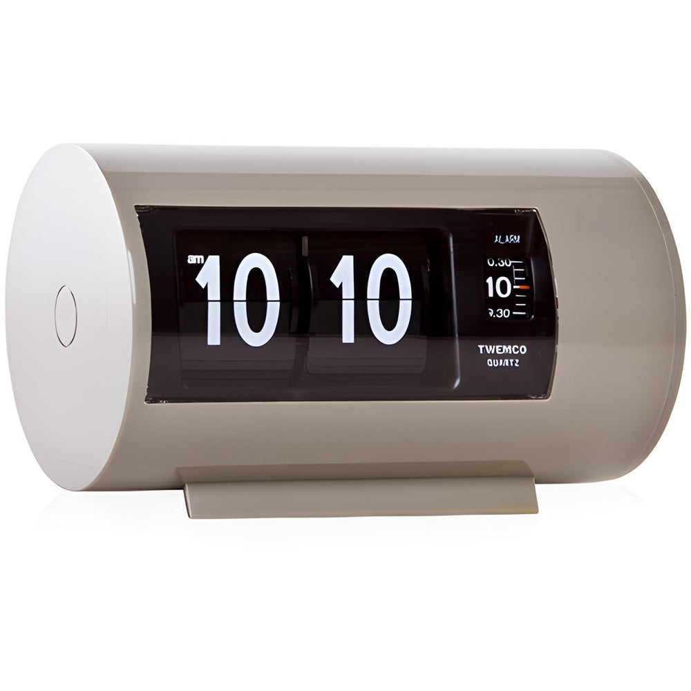 Jadco Cylindrical Flip Card Rotating Dial Alarm Clock Grey 12cm AP28-Grey 1