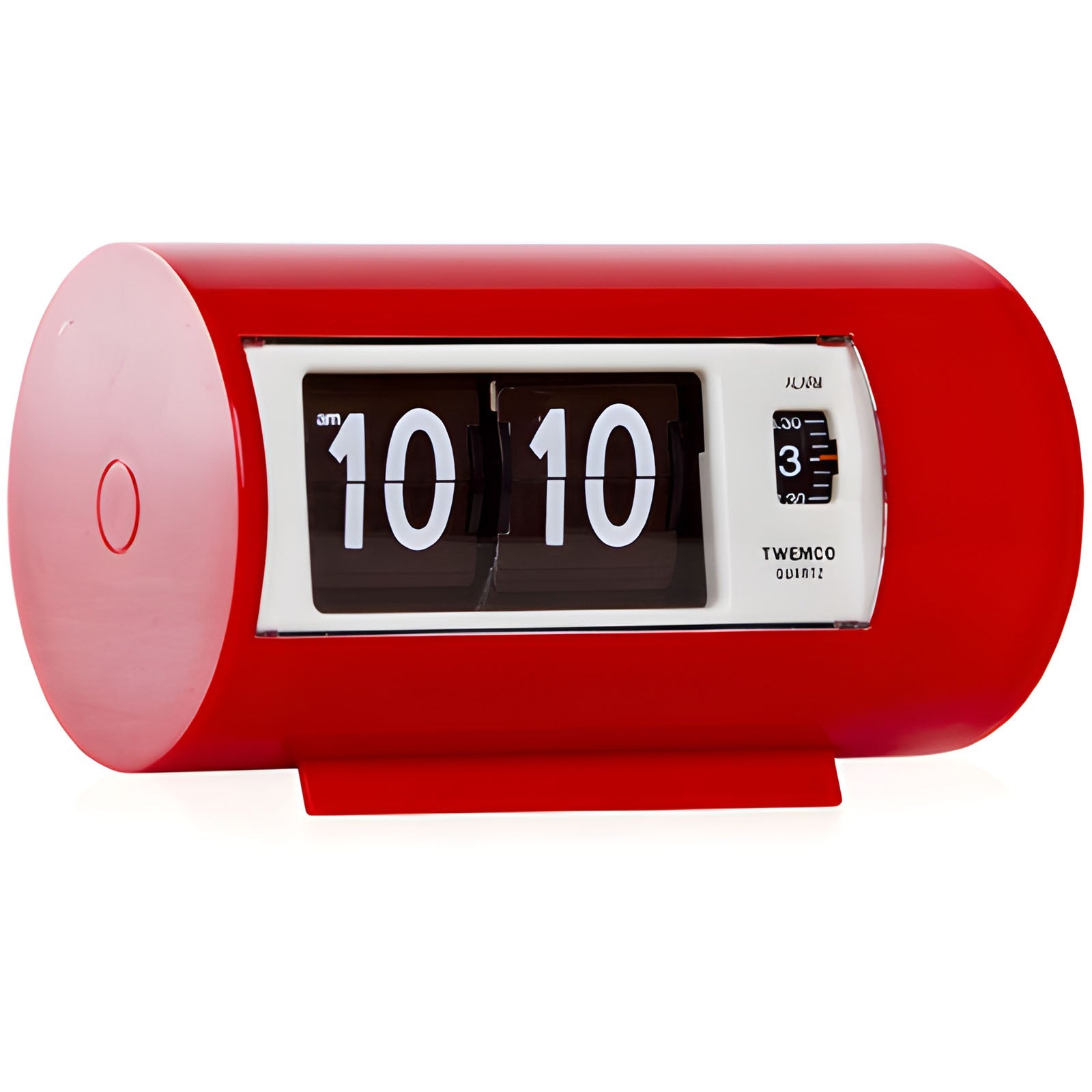 Jadco Cylindrical Flip Card Rotating Dial Alarm Clock Red – Oh Clocks