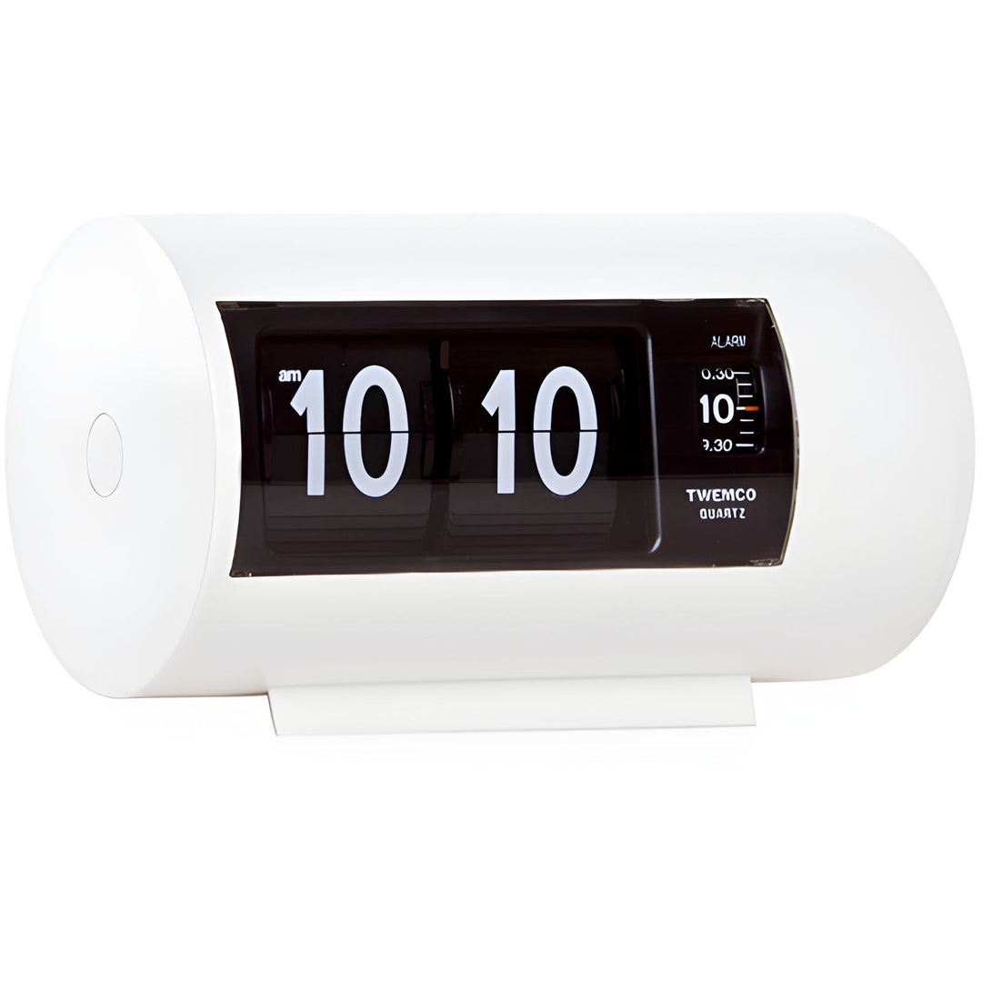 Jadco Cylindrical Flip Card Rotating Dial Alarm Clock White 12cm AP28-White 1