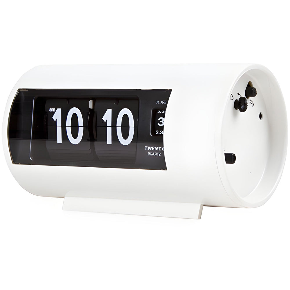 Jadco Cylindrical Flip Card Rotating Dial Alarm Clock White 12cm AP28-White 2
