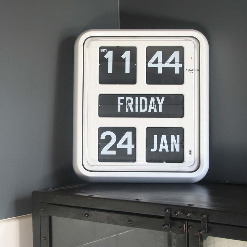 Jadco Day Of The Week Flip Calendar Wall Clock White 38cm BQ170 2