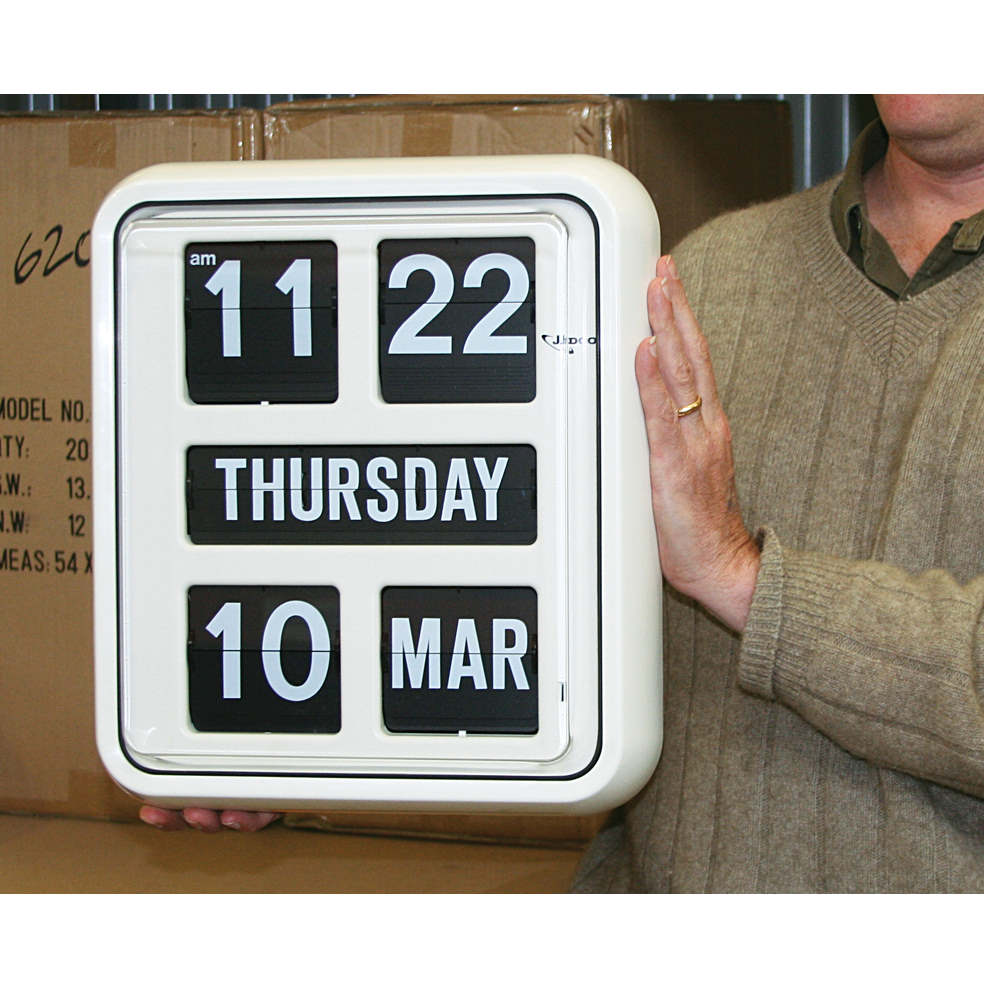 Jadco Day Of The Week Flip Calendar Wall Clock White 38cm BQ170 3