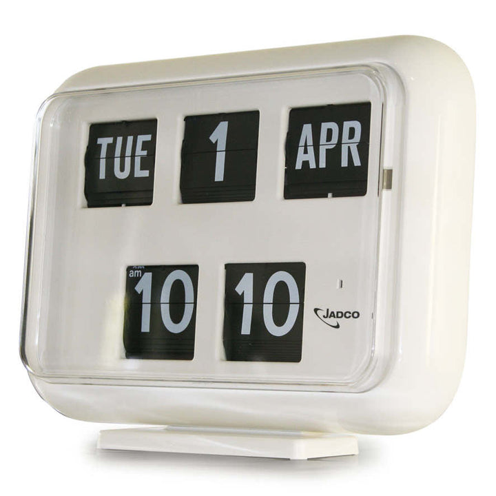 Jadco Digital Flip Calendar Wall and Desk Clock 24hr White 31cm QD3524HR 1