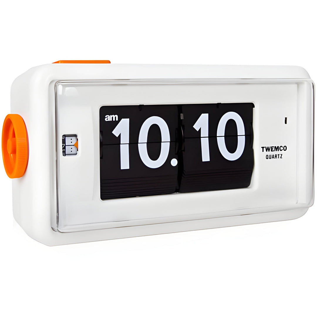 Jadco Flip Card Rotating Dial Alarm Wall and Desk Clock White 20cm AL30 Angle