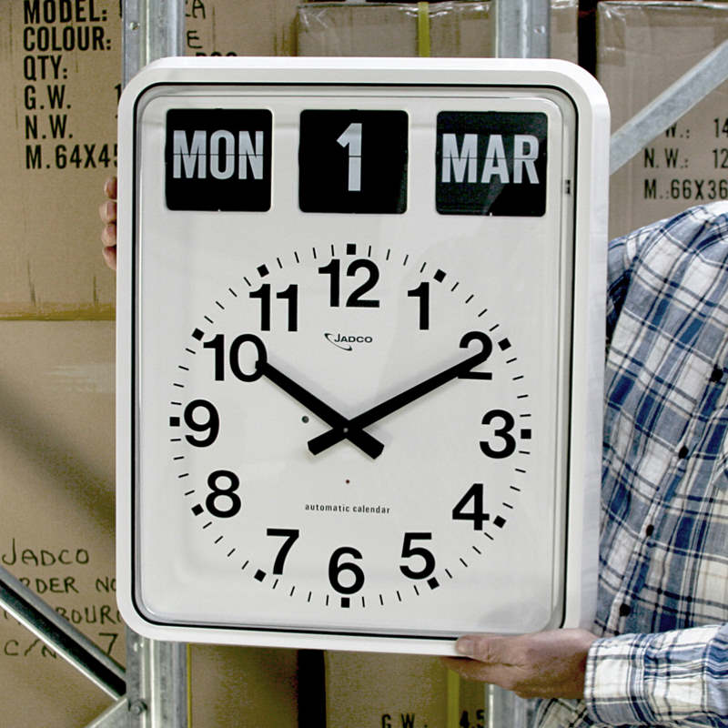 Jadco Giant Analogue Flip Calendar Wall Clock White 51cm BQ20 1