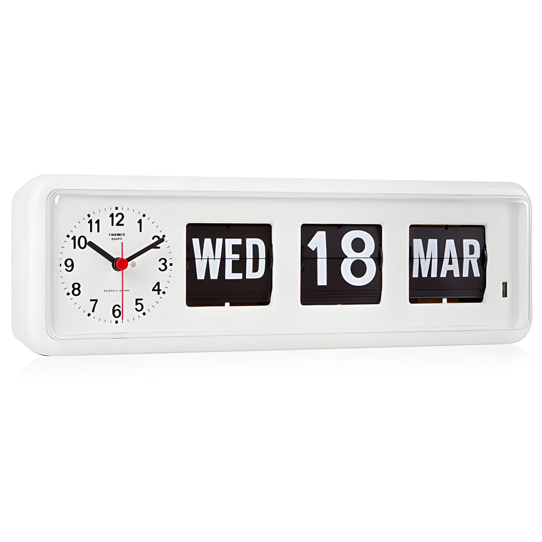 Jadco Horizon Analogue Flip Calendar Wall Desk Clock White 33cm BQ38-White 