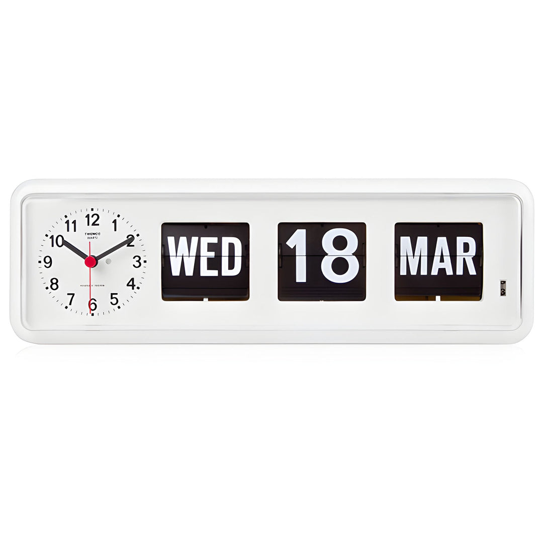 Jadco Horizon Analogue Flip Calendar Wall Desk Clock White 33cm BQ38-White Front