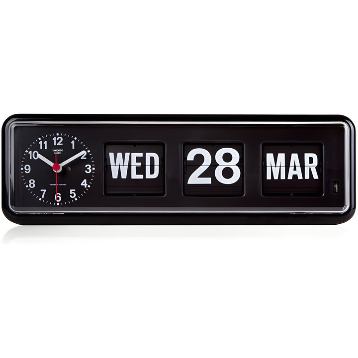 Jadco Horizon Analogue Flip Calendar Wall and Desk Clock Black 33cm BQ38-Black 1
