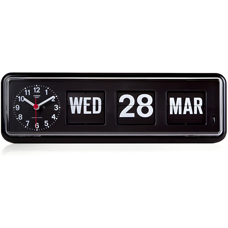 Jadco Horizon Analogue Flip Calendar Wall and Desk Clock Black 33cm BQ38-Black 1