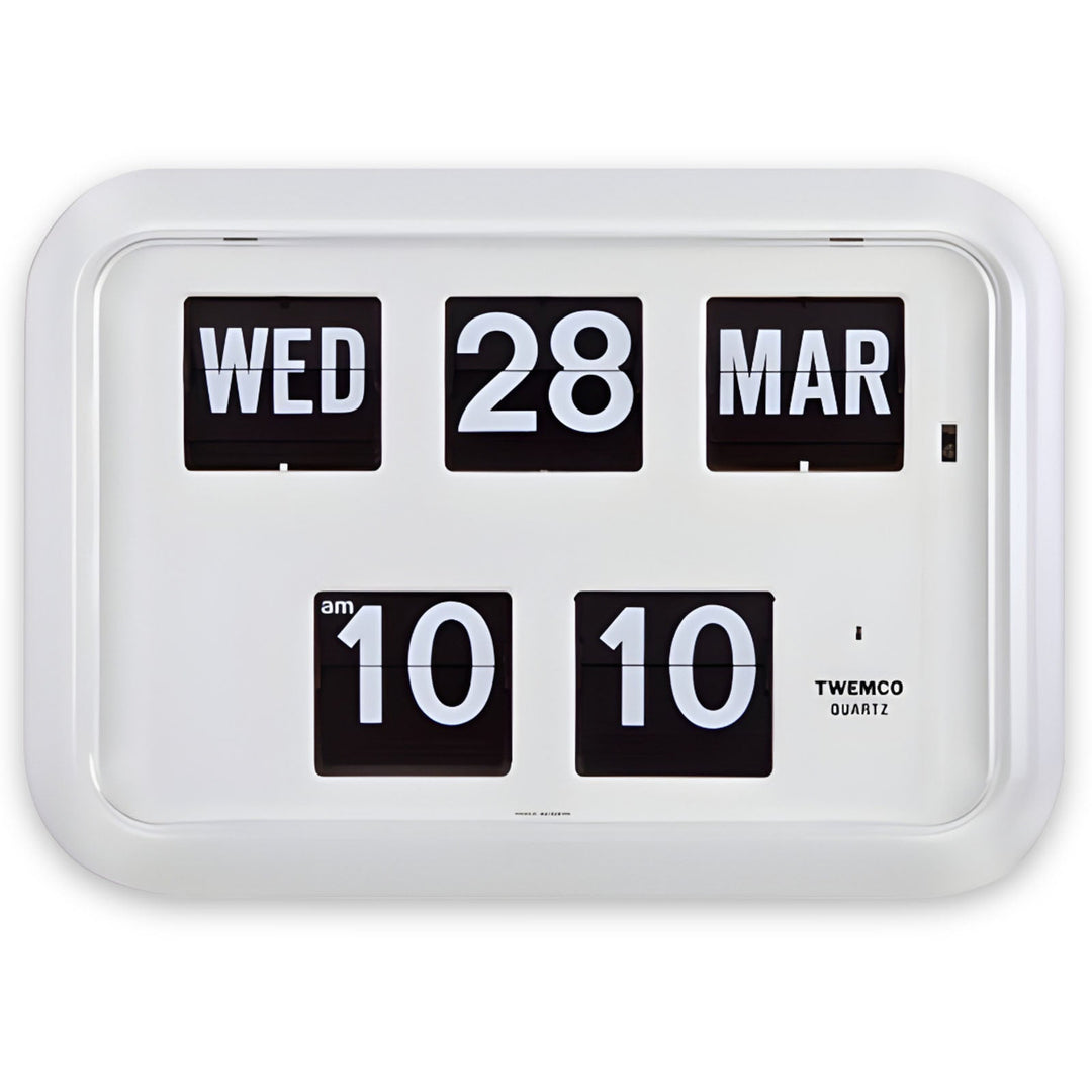 Jadco Mack Digital Flip Calendar Wall Desk Clock White Front No Base QD35