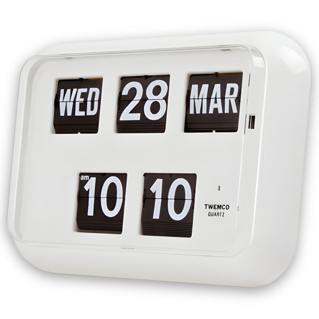 Jadco Mack Digital Flip Calendar Wall Desk Clock White No Base Angle QD35