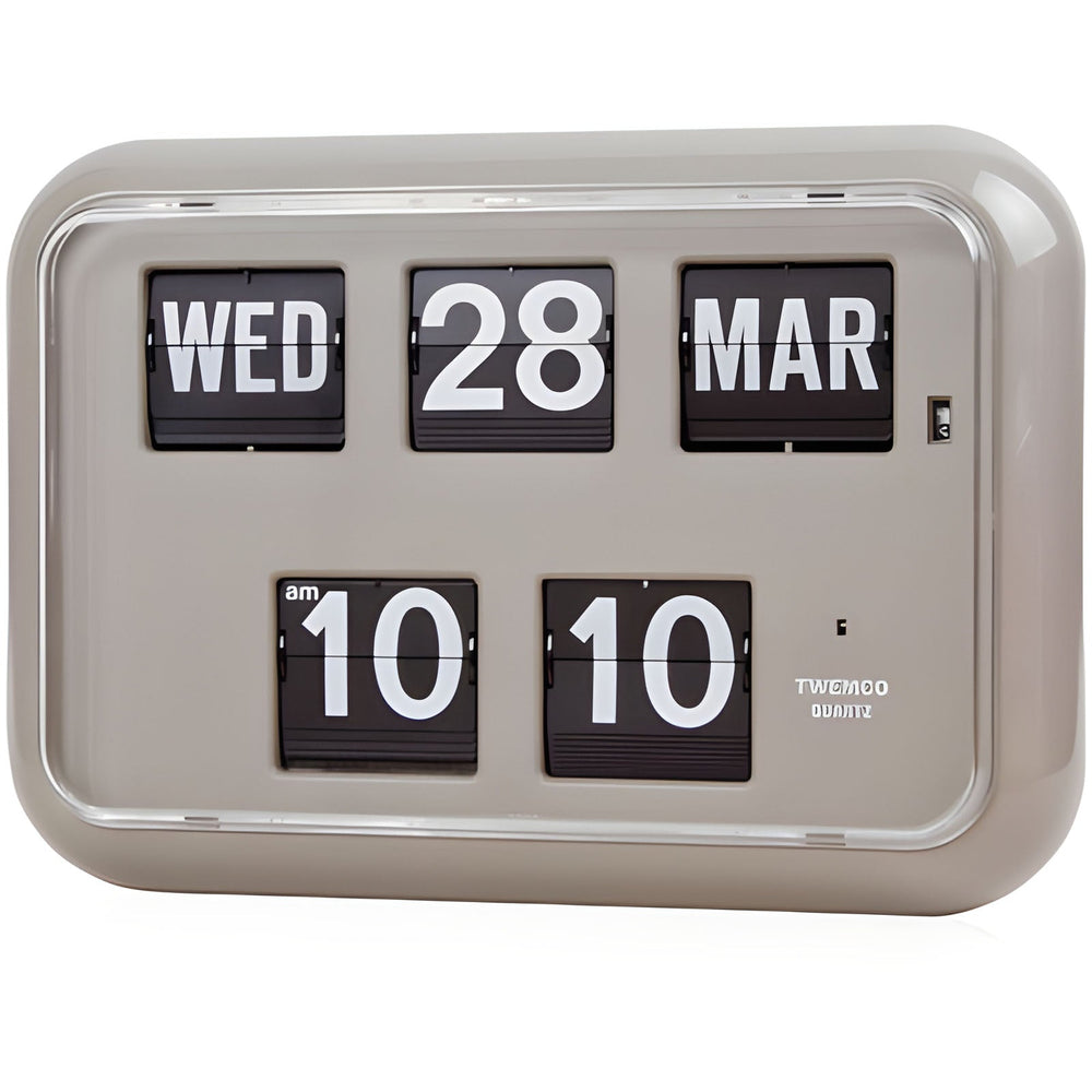 Jadco Mack Digital Flip Calendar Wall and Desk Clock Grey 12hr 31cm QD35-12HR-Grey 1
