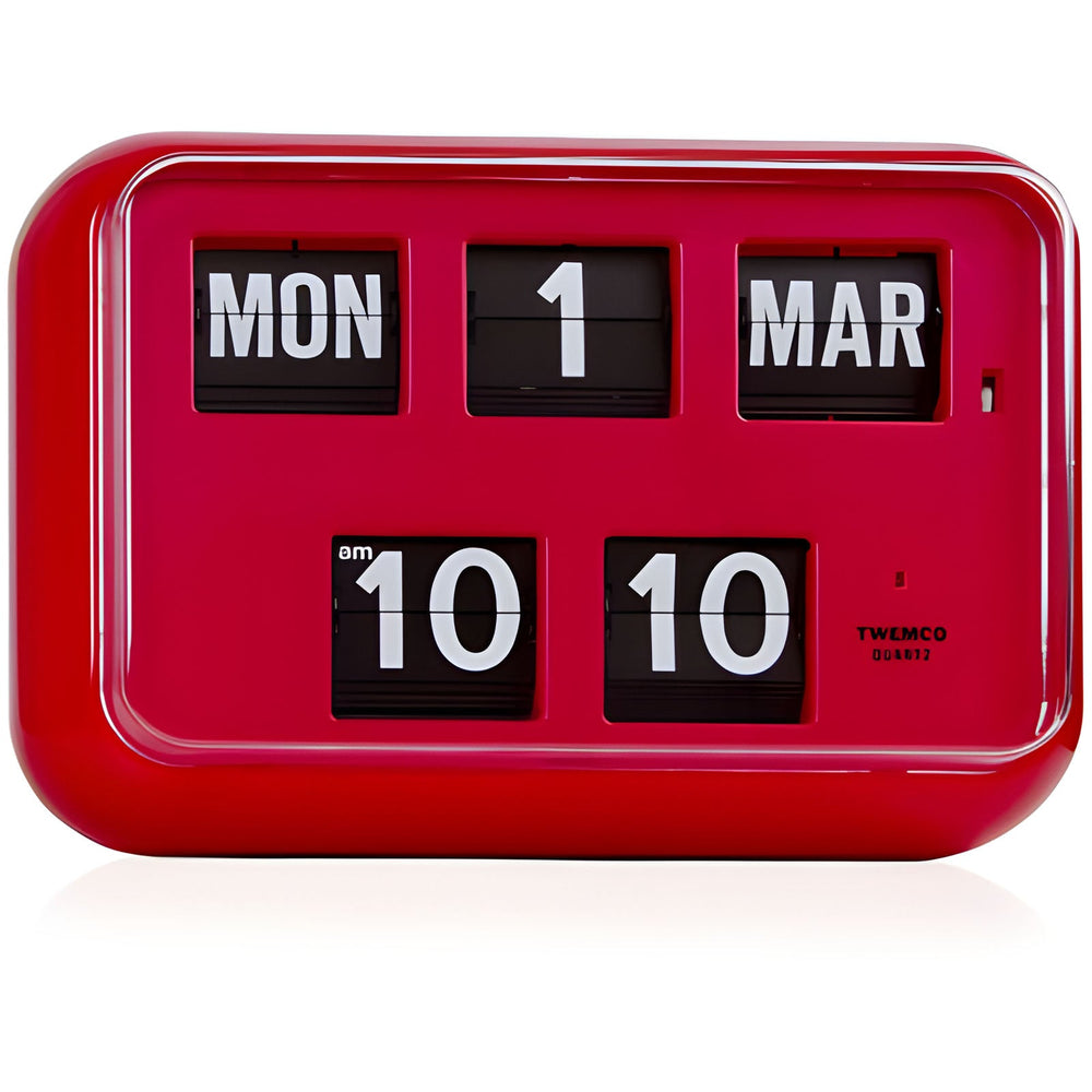 Jadco Mack Digital Flip Calendar Wall and Desk Clock Red 12hr 31cm QD35-12HR-Red 1