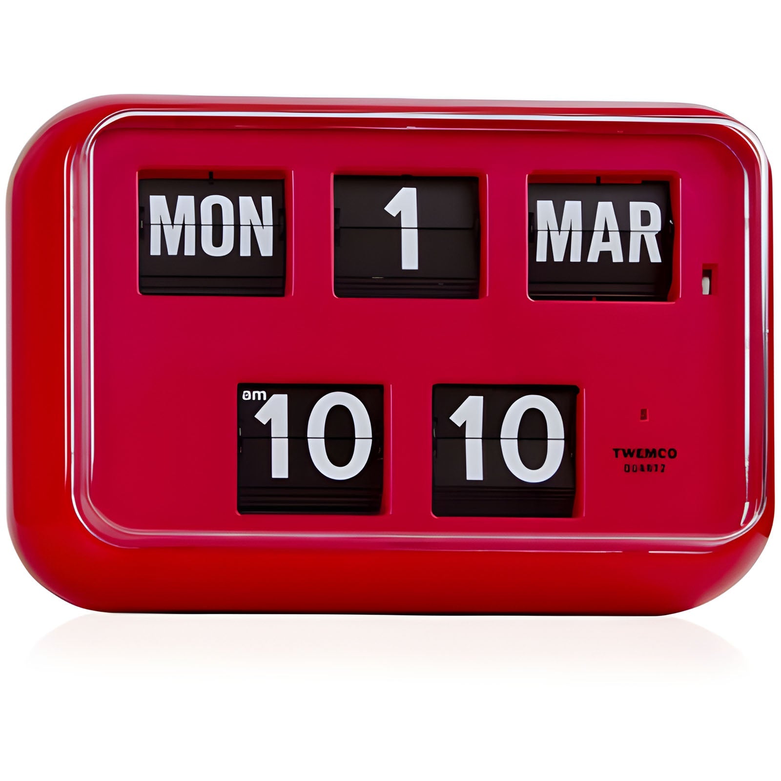 Jadco Mack Digital Flip Calendar Wall and Desk Clock Red 12hr 31cm QD35-12HR-Red 1 #time-format_12hr