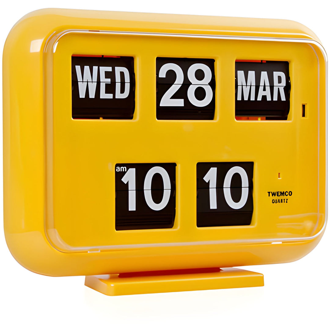 Jadco Mack Digital Flip Calendar Wall and Desk Clock Yellow 24hr 31cm QD35-24HR-Yellow 1