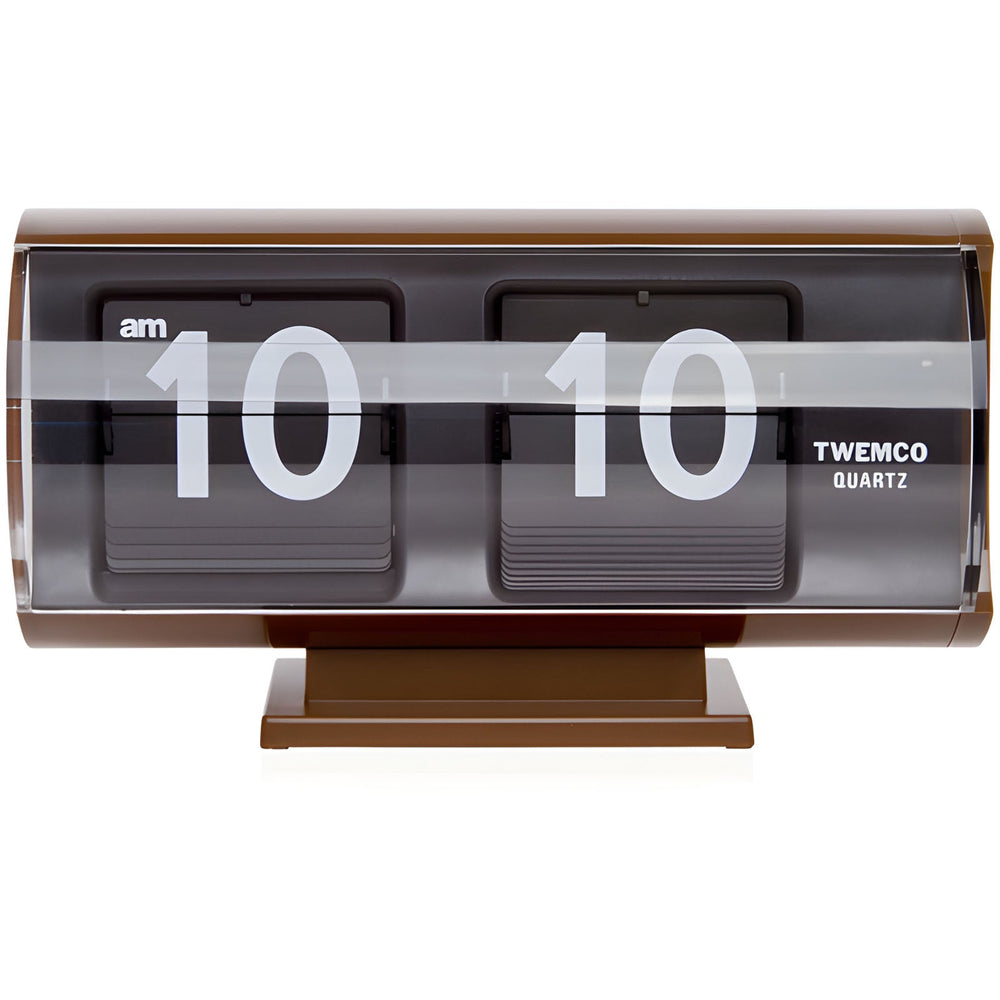 Jadco Marvin Cylindrical Digital Flip Card Desk Clock Brown 18cm QT30T-Brown 1