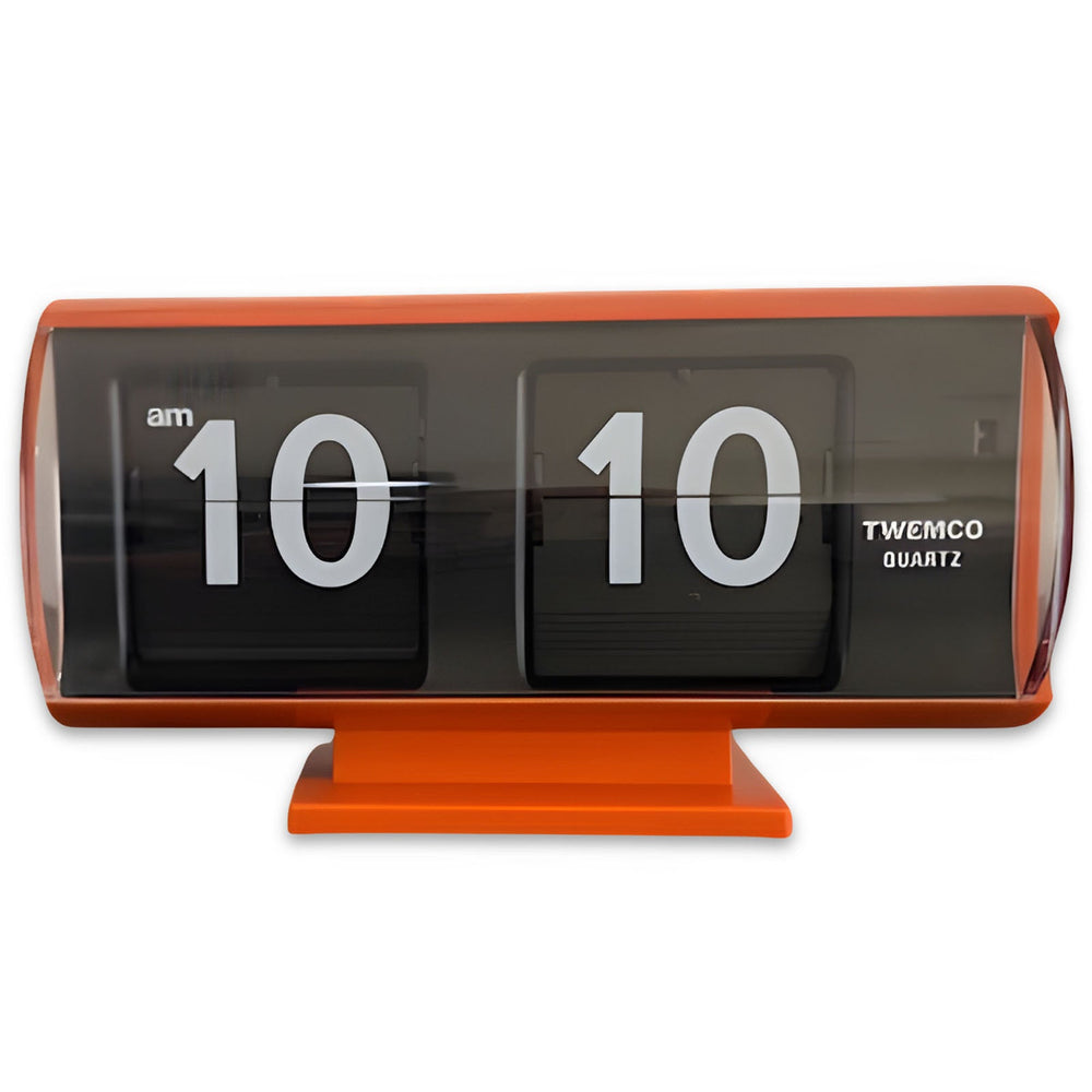 Jadco Marvin Cylindrical Digital Flip Card Desk Clock Orange 18cm QT30T-Orange 1