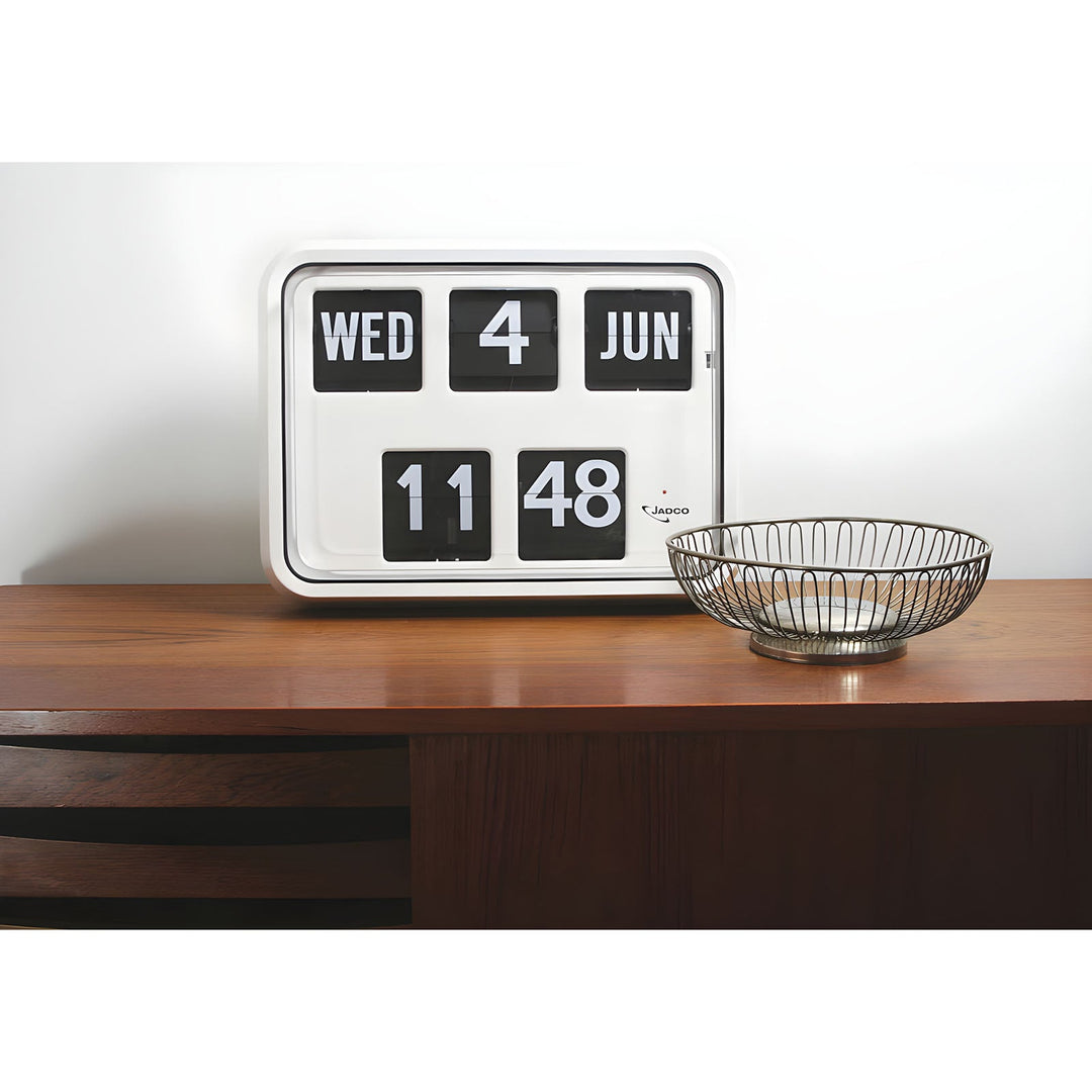 Jadco Reserve Mains Powered Calendar Flip Wall Clock 24hr 42cm R17-24HR Lifestyle