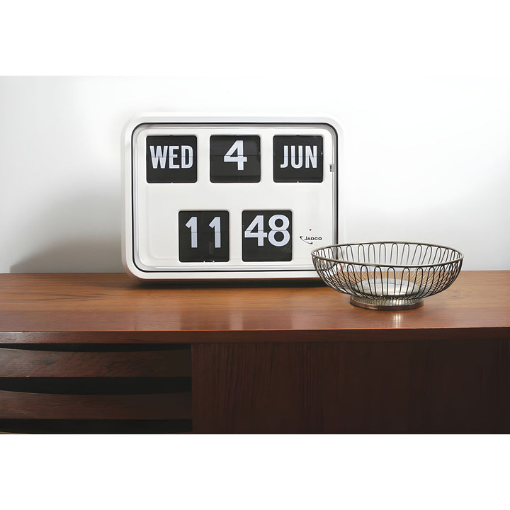 Jadco Reserve Mains Powered Calendar Flip Wall Clock 24hr 42cm R17-24HR Lifestyle