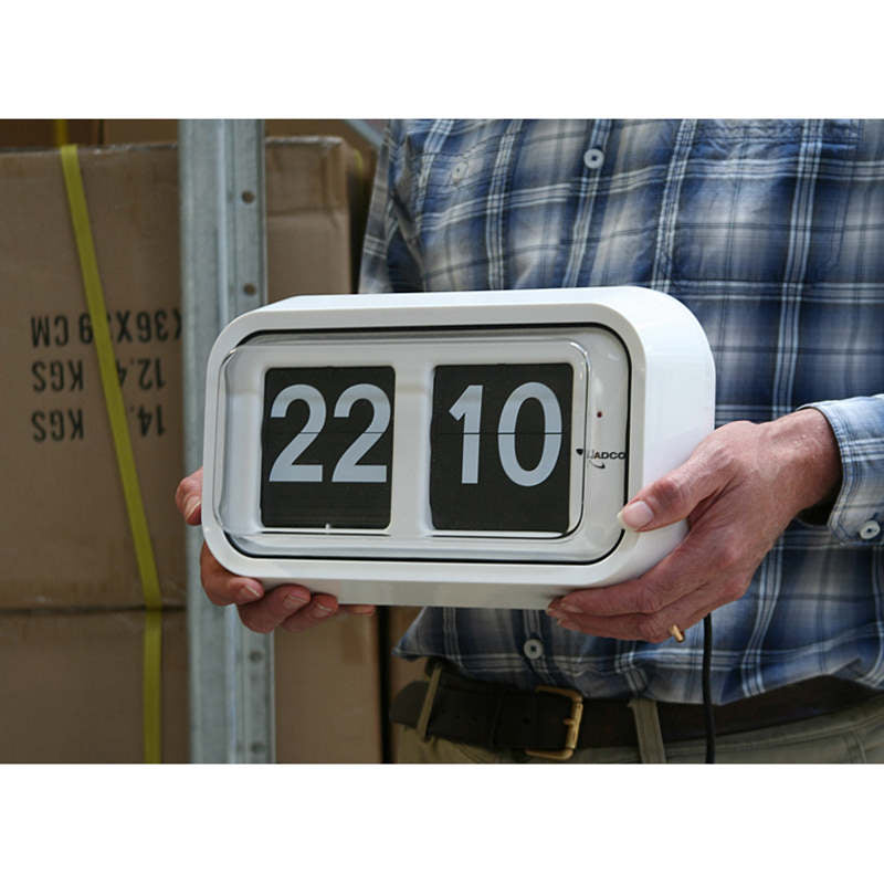 Jadco Reserve Mains Powered Flip Wall Clock 12hr White 32cm R5812HR 2 #time-format_12hr