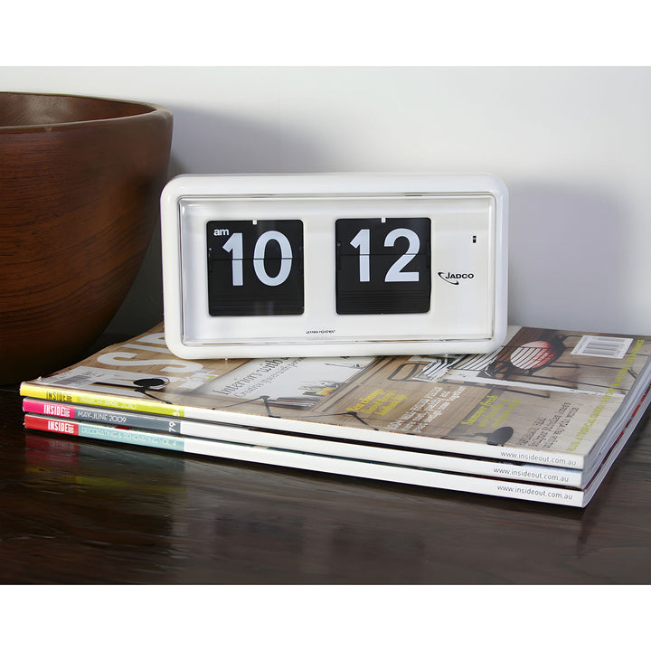 Jadco Wylie Compact Digital Flip Card Wall Desk Clock White 20cm QT30 2