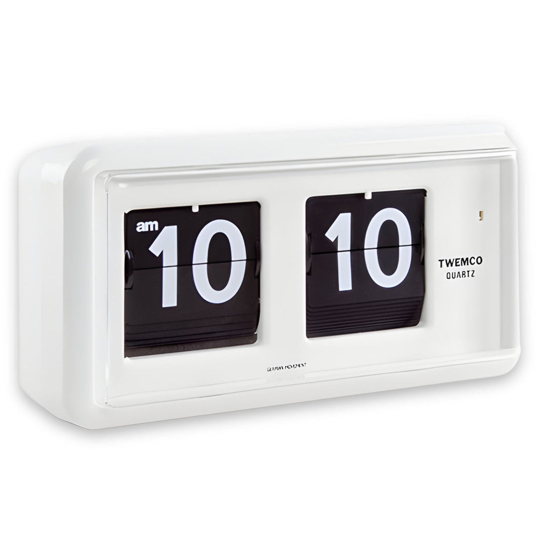 Jadco Wylie Compact Digital Flip Card Wall Desk Clock White 20cm QT30 Angle
