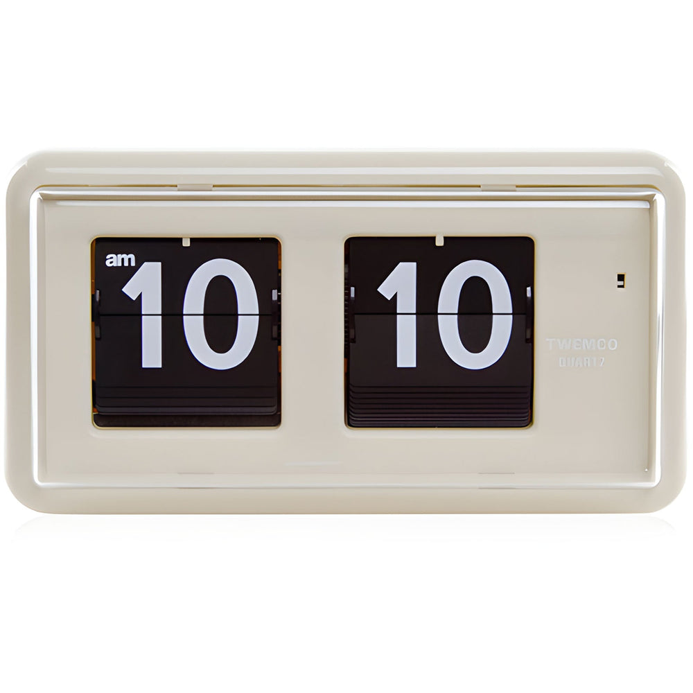 Jadco Wylie Compact Digital Flip Card Wall and Desk Clock Beige 20cm QT30-Beige 1