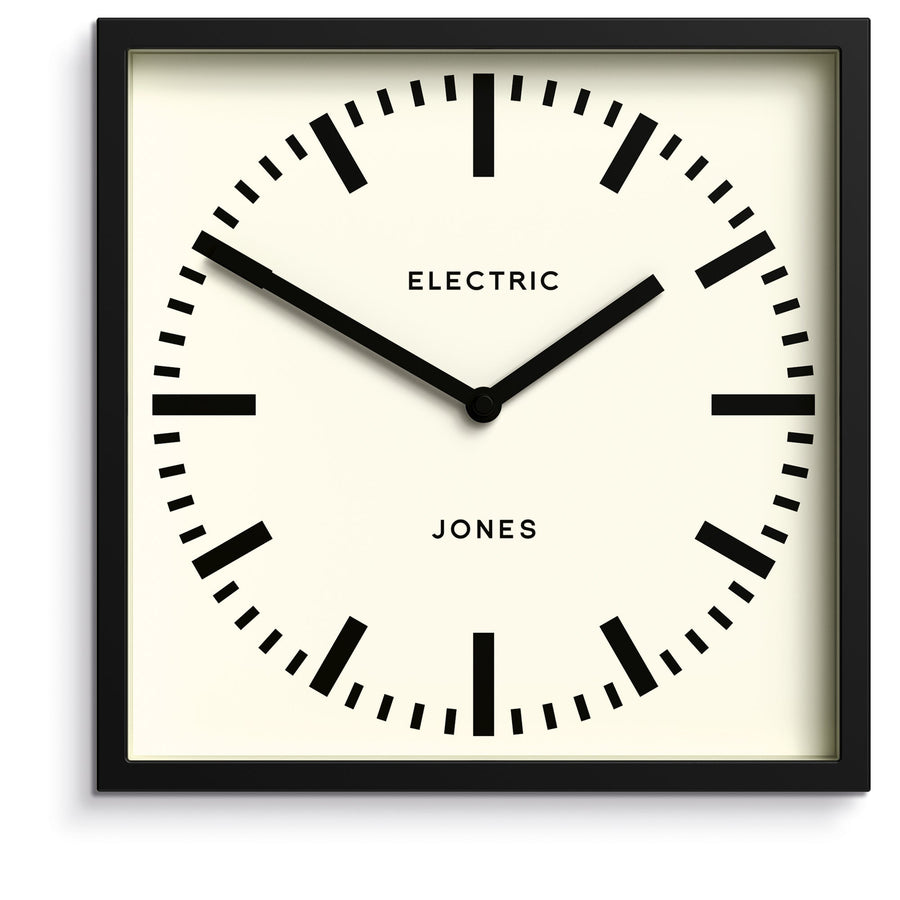 Jones Box Square Wall Clock Markers Black 25cm NGJBOX38K 1